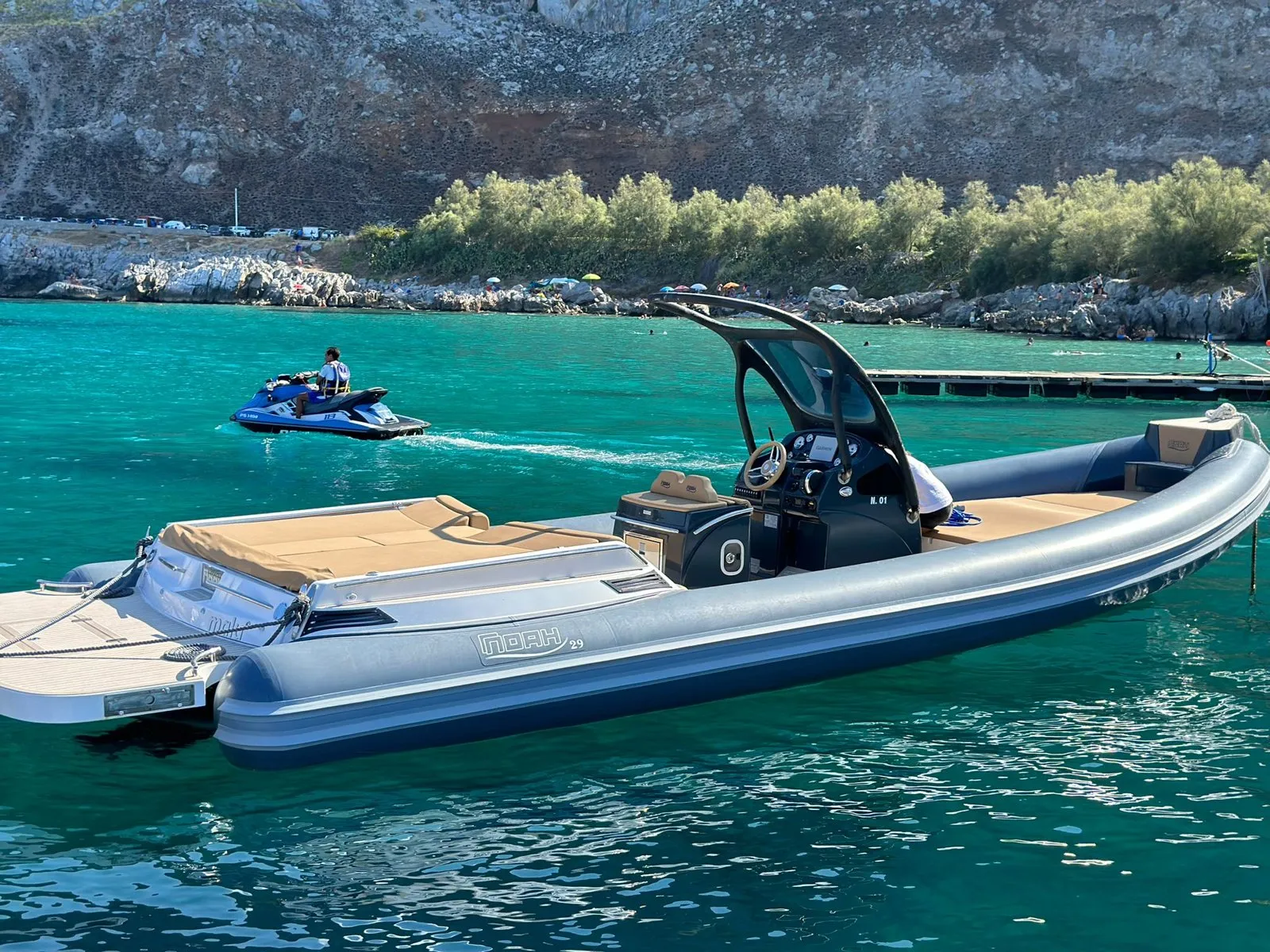 The 3D-printed windscreen installed on the RIB
